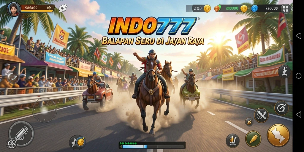 Tampilan aksi balapan seru dari INDO777 dengan kendaraan cepat.