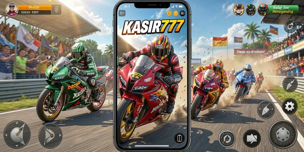 Gameplay seru KASIR777 dengan motor balap yang keren.