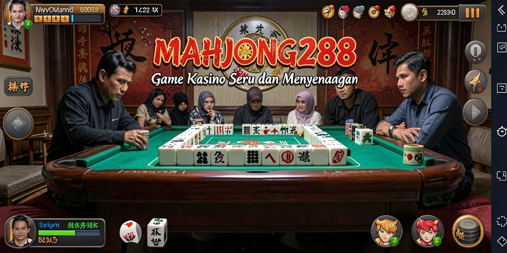 Tampilan gameplay seru dan menarik dari MAHJONG288 yang menampilkan berbagai permainan Kasino.
