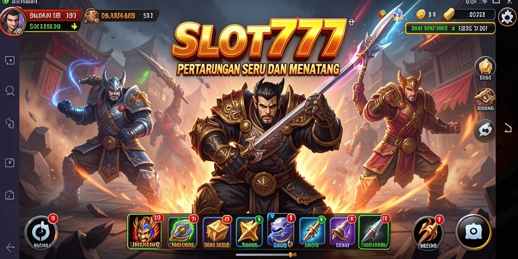 Tampilan aksi permainan SLOT777 yang mendebarkan dalam pertarungan intens.