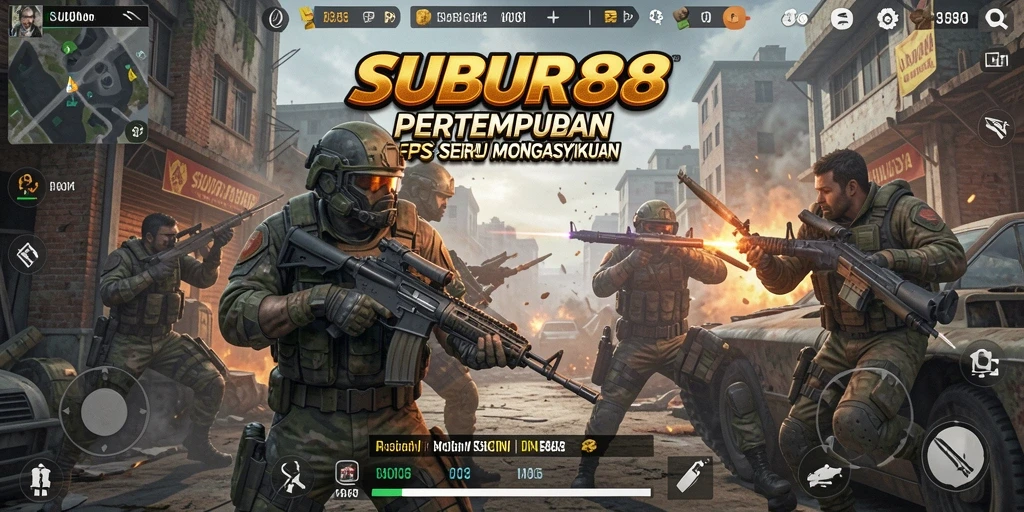 Tampilan gameplay SUBUR88 yang menegangkan dalam pertempuran FPS.